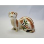 A Royal Crown Derby paperweight Southwell Stoat 104/750, gold stopper,