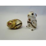 Two Royal Crown Derby paperweights Mouse and Country Mouse, gold stoppers,