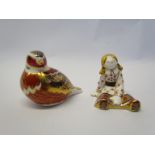 Two Royal Crown Derby paperweights Chaffinch and Treasures of Childhood Fleur Ragdoll,
