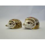 Two Royal Crown Derby paperweights Hawthorn mother hedgehog 469/1500 and Bramble baby hedgehog