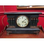 A WM Gilbert USA mantel clock of architectural form