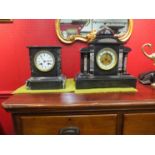 Two Victorian French slate and marble striking clocks.