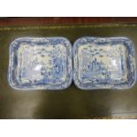 A pair of early 19th Century blue and white pottery dishes,