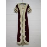1953 red velvet full length robe edged in mink,