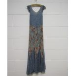 1930's Tea Dance gown with blue lace and floral chiffon,