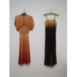 Two 1940's evening dresses,