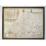 (Dorset) John Speed: 'Dorsetshyre', engraved hand coloured map, 1676, Bassett & Chiswell,