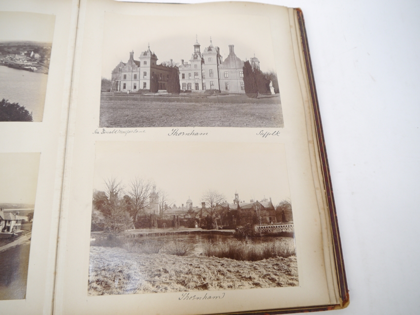 A Victorian photograph album containing over 130 mainly albumen print mounted photographs, c. - Image 13 of 18