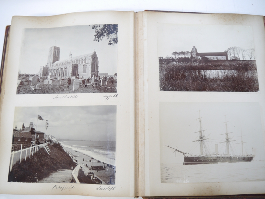A Victorian photograph album containing over 130 mainly albumen print mounted photographs, c. - Image 17 of 18
