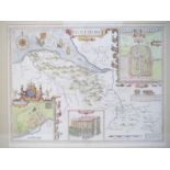 John Speed: 'Flintshire', hand coloured engraved map, published Thomas Bassett & Richard Chiswell,