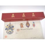 HM King George V Grant of Arms illuminated vellum scroll,
