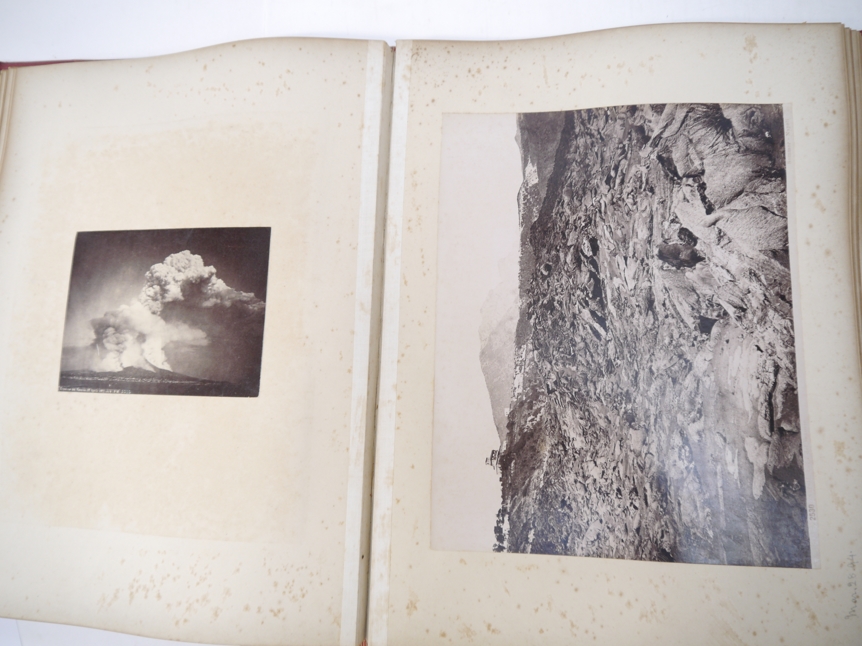 A late 19th Century photograph album containing approx 100 large mounted albumen topographical and - Image 7 of 11