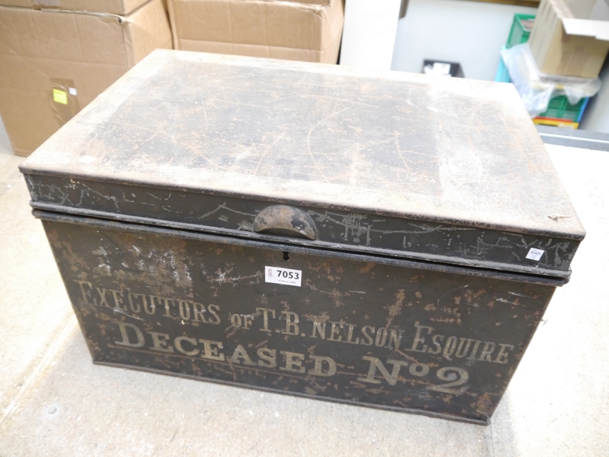 A solicitors vintage metal trunk containing 50+ 19th & early 20th Century vellum leases, - Image 15 of 15