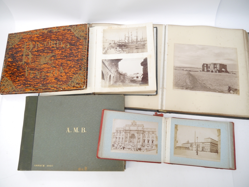 Five circa late 19th Century photograph albums, mainly Italy, Rome, Southern Europe,