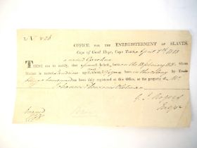 An 1818 document registering the birth of a slave, Cape Town, 1818,