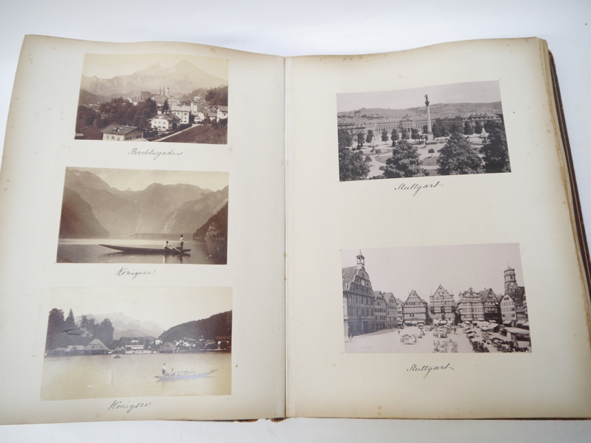 A Victorian photograph album containing over 130 mainly albumen print mounted photographs, c. - Image 4 of 18