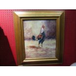 HENRY HARKIN: "Gamecock". Framed oil on board. 35.5cm x 29.