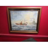 ROGER BEDLINGFIELD: An oil on board depicting Lowestoft fishing trawler, signed lower right, framed,