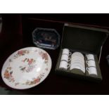 A boxed Royal Worcester set of six coffee cans and saucers together with a Wedgwood "Eastern