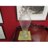 A Riven twin handle vase in clear glass,