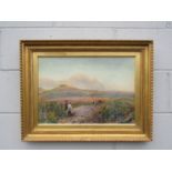 A pair of Victorian watercolours of landscapes including cattle in valley, gilt framed and glazed,