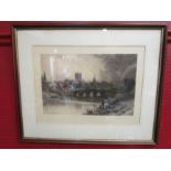 David Law, a print of Lincoln Cathedral, framed and glazed, 30cm x 45cm,