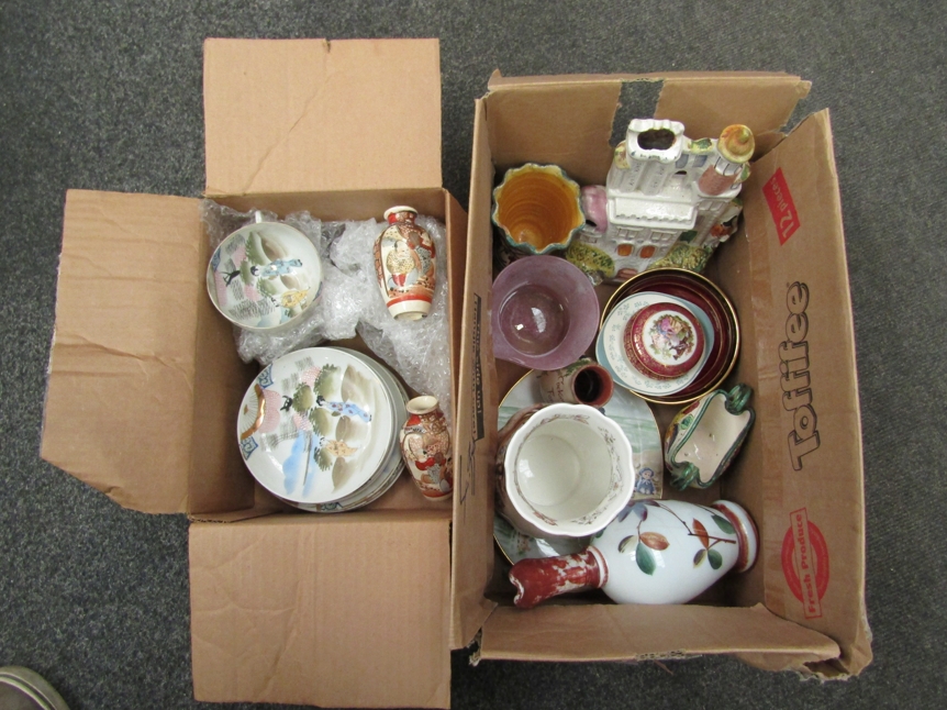 Three boxes of mixed ceramics including Royal Doulton Brambly Hedge vase, Carlton ware shallow dish,