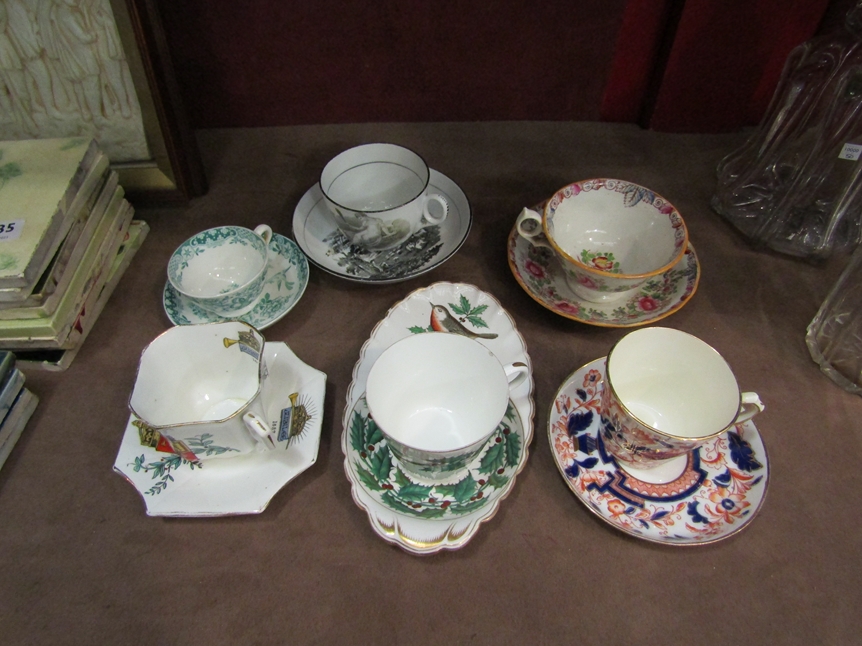 Six Victorian cups and saucers including Copeland