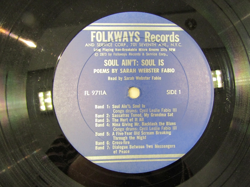 SARAH WEBSTER FABIO: 'Soul Ain't: Soul Is' LP on Folkways Records FL 9711 (vinyl VG+, - Image 2 of 2