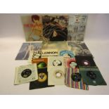 THE BEATLES: A collection of Beatles and related 7" singles and six Beatles related LP's (17-vinyl