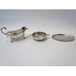 Three silver engraved presentation pieces/trophies all relating to Lone Palm sauce boat,