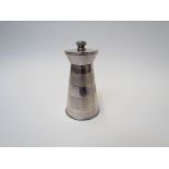A Joseph Gloster Ltd silver pepper mill with banded decoration, Birmingham 1964, 9.