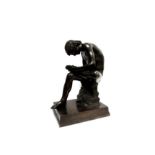 A modern bronzed metal sculpture, 'Boy with Thorn' after the Antique.