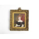 An early 19th Century miniature portrait on ivory panel of Mrs Frederick William Rooke (1793-1829)