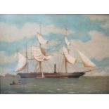 E.J. PEGRUM (XIX): An oil on canvas of the ship "Phoenix" circa 1870.