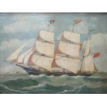 E.J. PEGRUM (XIX): An oil on canvas of the ship "The Phoenician" circa 1870.