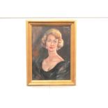 JOHN STREVENS (1902-1990): An oil on canvas of lady wearing black evening dress, unsigned.