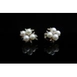 A pair of diamond and pearl cluster earrings, 9.