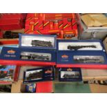 Six playworn or repainted 00 gauge locomotives in mis-matched Bachmann Branch-Line boxes,