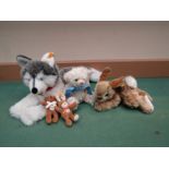 A collection of Steiff Soft filled toys to include 'Bernie' husky, 'Dormili' rabbit,