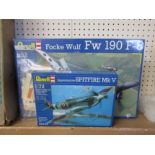 Two boxed Revell plastic model kits to including 1:32 scale Focke Wulf FW 190 ad 1:72 scale
