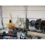 A collection of unboxed Star Wars vehicles and accessories including Tie-Fighter, X-Wing,