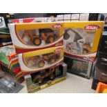 Five boxed diecast forestry and industrial vehicles including ERTL,