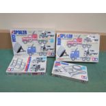 Four boxed Tamiya 1:14 scale radio control truck accessories, Roof Spoiler (x2),