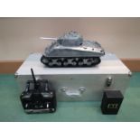 A cased Matotoys Metal Tank Series 1:16 scale radio control American M4A3 (75) W Sherman Tank 100%