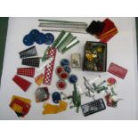 Assorted Meccano pieces including boxed Magic Clockwork Motor