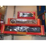 Three boxed Hornby 00 gauge locomotives and tenders to include R.