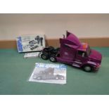 A Tamiya kit built 1:14 scale radio control Ford Aeromax tractor truck with boxed Motorized Support