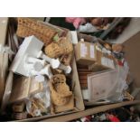 Two boxes of assorted dolls house furniture and accessories