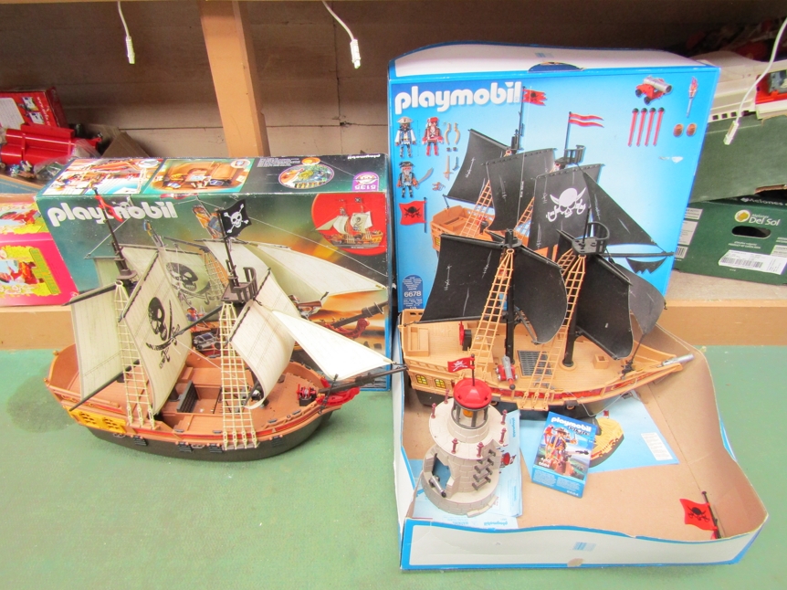 Two Playmobil pirate ships,